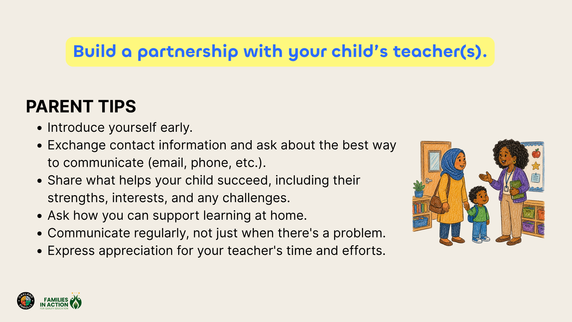 Workshop slide: Being a School Partner
